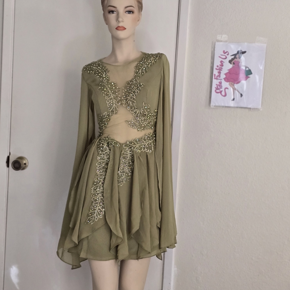 Taylor Swift era tour dress green embroidered lace rhinestone size 2